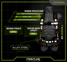 Load image into Gallery viewer, Frontline 100RCTB Combat Reflective Construction Full Body Harness with Tongue Buckle Legs and Trauma Straps M/L