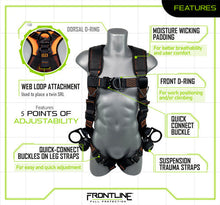 Load image into Gallery viewer, Frontline 105CFTB Combat Vest Style Harness with Front Side D-Rings and Suspension Trauma Straps 2X/3X