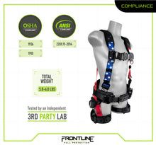 Load image into Gallery viewer, Frontline 110CTB-AM American Style Full Body Harness with Aluminum Hardware and Suspension Trauma Straps S