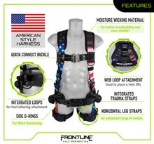 Carregar imagem no visualizador da galeria, Frontline 110CTB-AM American Style Full Body Harness with Aluminum Hardware and Suspension Trauma Straps XL/2X