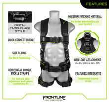 Carregar imagem no visualizador da galeria, Frontline 110CTB-DC Digital Camo Full Body Harness with Aluminum Hardware and Suspension Trauma Straps XL/2X