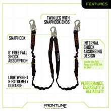 Load image into Gallery viewer, Frontline LIS62S Combat 6' Double Leg Snaphook Lanyard with Internal Shock Absorber
