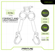 Load image into Gallery viewer, Frontline RPA062RA Aramid Twin Fiber Web 6' SRL with Aluminum Rebar Hook Ends