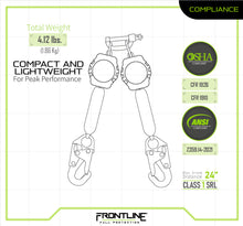 Carregar imagem no visualizador da galeria, Frontline RPA062S Aramid Twin Fiber Web Single Leg 6' SRL with Steel Snap Hook Ends
