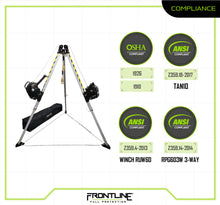 Load image into Gallery viewer, Frontline TAN10RURP MEGApod Confined Space 10' Aluminum Tripod with 60' Winch and 3-Way SRL