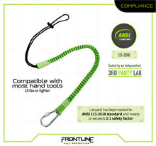 Carregar imagem no visualizador da galeria, Frontline TLS15 ToolGrip Elastic Tool Tether 15 lbs with Steel Turn Lock Carabiner
