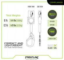 Cargar imagen en el visor de la galería, Frontline RPAR Aramid Fiber Web Single Leg SRL with Steel Rebar Hook End