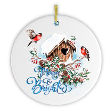 Carregar imagem no visualizador da galeria, Merry & Bright Artistic Birdhouse Christmas Ornament