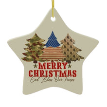 Carregar imagem no visualizador da galeria, God Bless Our Troops American Military Christmas Ornament