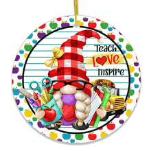Load image into Gallery viewer, Teach Love Inspire Gnome Christmas Ornament