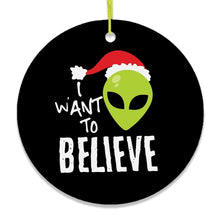 Load image into Gallery viewer, I Want to Believe Alien Santa Christmas Ornament