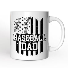 Load image into Gallery viewer, Baseball Dad Personalized Mug, Patriotic Gift for Sports Fathers with Custom Name