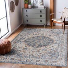 Load image into Gallery viewer, Hiti Cream&Blue Washable Rug - Clearance