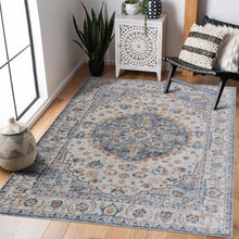 Load image into Gallery viewer, Hiti Cream&Blue Washable Rug - Clearance