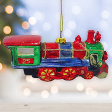 Load image into Gallery viewer, Train Glass Christmas Ornament