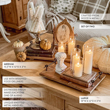 Carregar imagem no visualizador da galeria, Rustic Wood and Metal Trays, Set of Two