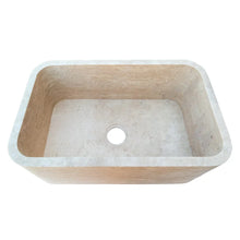 Load image into Gallery viewer, Troia Light Travertine Rectangular Farmhouse Kitchen Sink Honed (W)18" (L)30" (H)10"