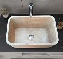 Load image into Gallery viewer, Troia Light Travertine Rectangular Farmhouse Kitchen Sink Honed (W)18" (L)30" (H)10"