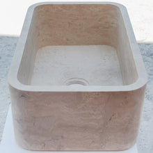 Load image into Gallery viewer, Troia Light Travertine Rectangular Farmhouse Kitchen Sink Honed (W)18" (L)30" (H)10"