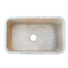Load image into Gallery viewer, Troia Light Travertine Rectangular Farmhouse Kitchen Sink Honed (W)18" (L)30" (H)10"