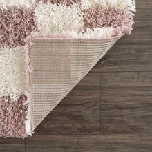 Load image into Gallery viewer, Atira Pink Checkered Shag Rug