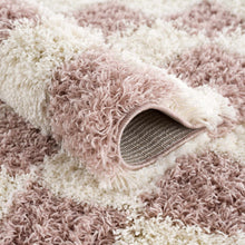 Load image into Gallery viewer, Atira Pink Checkered Shag Rug