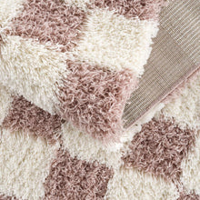 Load image into Gallery viewer, Atira Pink Checkered Shag Rug