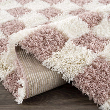 Load image into Gallery viewer, Atira Pink Checkered Shag Rug