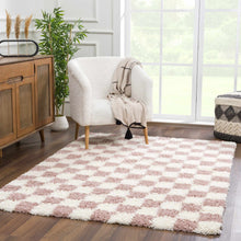 Load image into Gallery viewer, Atira Pink Checkered Shag Rug