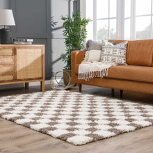 Load image into Gallery viewer, Atira Brown Checkered Area Rug