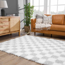 Load image into Gallery viewer, Atira Gray Checkered Area Rug