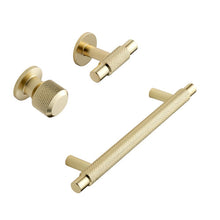 Carregar imagem no visualizador da galeria, Brushed Gold "Manor" Knurled Cabinet Knobs and Drawer Pulls