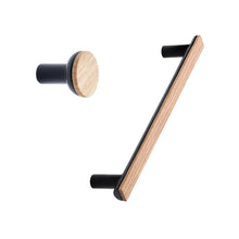 Load image into Gallery viewer, Black and Oak Wood "Bis" Cabinet Knob and Drawer Handle