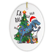 Carregar imagem no visualizador da galeria, Karaoke Dinosaur T-Rex Funny Christmas Ornament