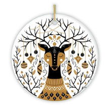Load image into Gallery viewer, Vintage Nordic Winter Deer Ornament