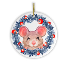 Carregar imagem no visualizador da galeria, Watercolor Cute Christmas Rat Ornament