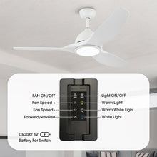 Carregar imagem no visualizador da galeria, 52" Vaczon 3 Blades Ceiling Fan with LED Light and Remote Control