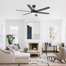 Carregar imagem no visualizador da galeria, 60" Volga DC Motor 6 Blades Modern Downrod Mount Ceiling Fan with Remote Control