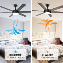 Carregar imagem no visualizador da galeria, 60" Volga DC Motor 6 Blades Modern Downrod Mount Ceiling Fan with Remote Control