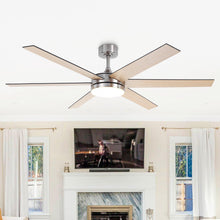 Carregar imagem no visualizador da galeria, 60" Volga DC Motor 6 Blades Modern Downrod Mount Ceiling Fan with Remote Control