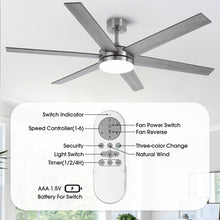 Carregar imagem no visualizador da galeria, 60" Volga DC Motor 6 Blades Modern Downrod Mount Ceiling Fan with Remote Control