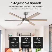 Carregar imagem no visualizador da galeria, 60" Volga DC Motor 6 Blades Modern Downrod Mount Ceiling Fan with Remote Control