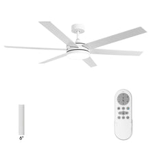 Carregar imagem no visualizador da galeria, 60" Volga DC Motor 6 Blades Modern Downrod Mount Ceiling Fan with Remote Control
