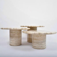 Carregar imagem no visualizador da galeria, Valencia Travertine Coffee Table Vein-cut Round Set of 3 Polished