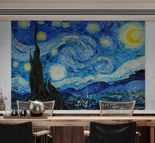 Carregar imagem no visualizador da galeria, Vincent Van Gogh's The Starry Night Painting Wallpaper Mural. #6742