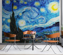 Carregar imagem no visualizador da galeria, Vincent Van Gogh's The Starry Night Painting Wallpaper Mural. #6742