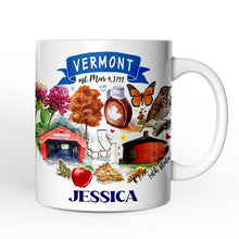 Carregar imagem no visualizador da galeria, Artistic Vermont State Themes and Landmarks Personalized Mug With Custom Name