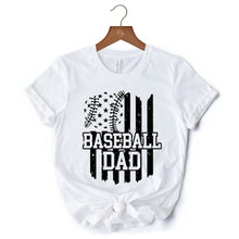 Load image into Gallery viewer, Baseball Dad T-Shirt, Black and White Patriotic Tee for Sports Fathers