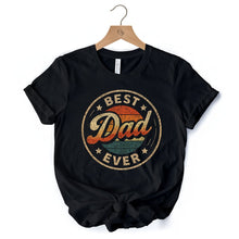 Load image into Gallery viewer, Best Dad Ever Retro Sunset T-Shirt, Black Vintage Fathers Gift Tee
