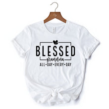 Load image into Gallery viewer, Blessed Grandma T-Shirt, All Day Every Day White and Black Tee for Faithful Grandmothers